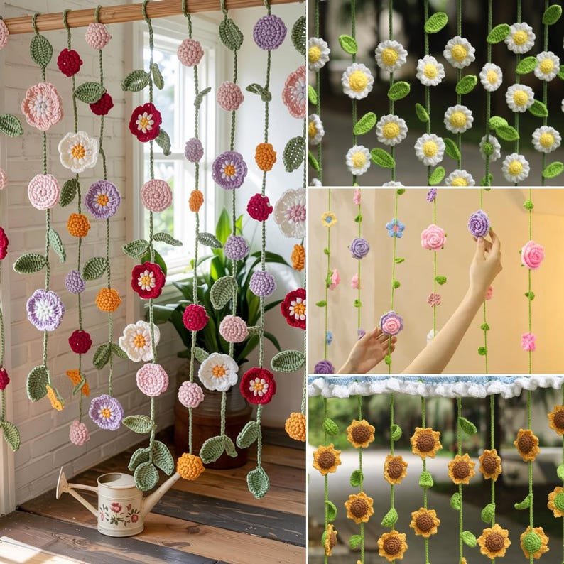 5-in-1 flower curtain crochet pattern