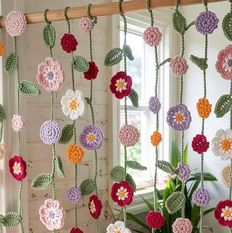 5-in-1 flower curtain crochet pattern
